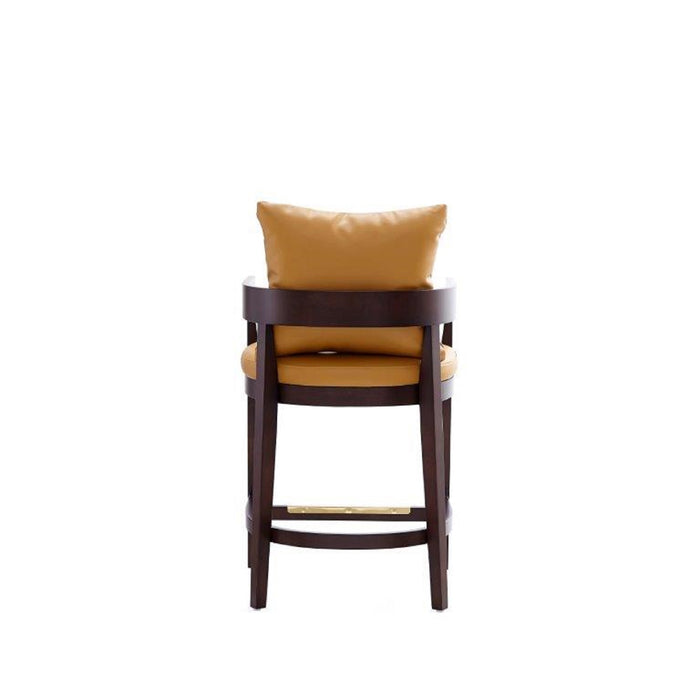 Manhattan Comfort Ritz 34\" Beech Wood Counter Height Barstool - Camel & Dark Walnut