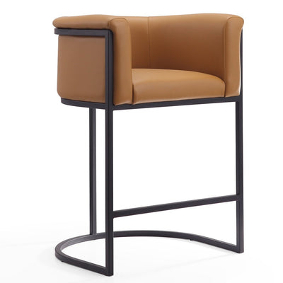 Manhattan Comfort Cosmopolitan 33.8" Metal Counter Height Barstool - Camel & Black|Tabouret bar Cosmopolitan de Manhattan Comfort de hauteur comptoir de 33,8 po en métal - chameau et noir