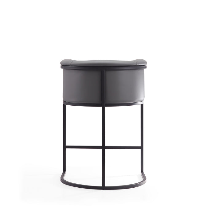 Manhattan Comfort Cosmopolitan 33.8\" Metal Counter Height Barstool - Grey & Black
