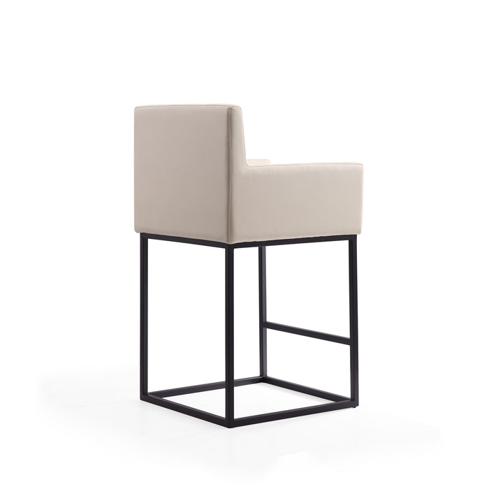 Manhattan Comfort Ambassador 38\" Metal Counter Height Barstool - Cream & Black