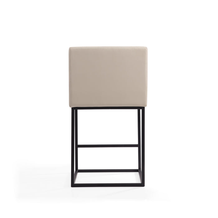 Manhattan Comfort Ambassador 38\" Metal Counter Height Barstool - Cream & Black