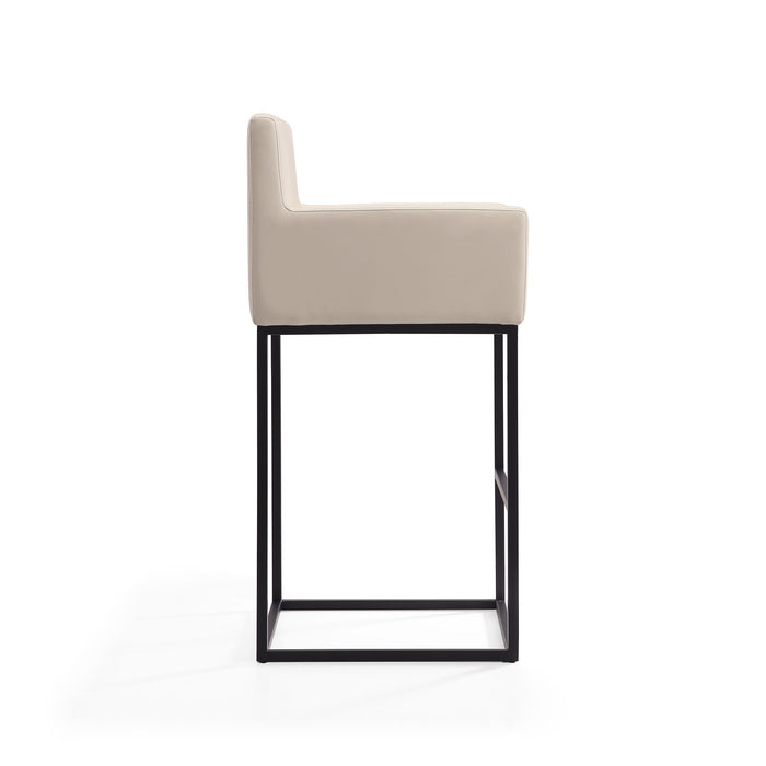 Manhattan Comfort Ambassador 38\" Metal Counter Height Barstool - Cream & Black