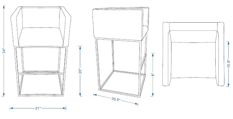Manhattan Comfort Embassy 34\" Metal Counter Height Barstool - Clay