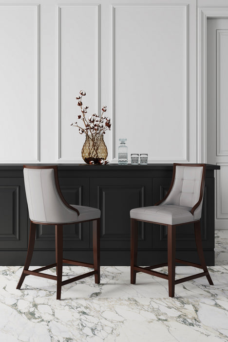 Manhattan Comfort Fifth Avenue Faux Leather Counter Height Barstool - Light Grey
