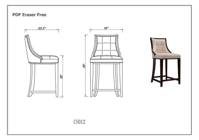Manhattan Comfort Fifth Avenue Faux Leather Counter Height Barstool - Light Grey