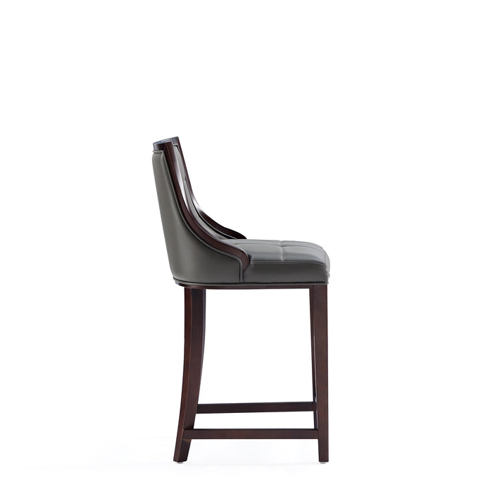 Manhattan Comfort Fifth Avenue Faux Leather Counter Height Barstool - Pebble Grey
