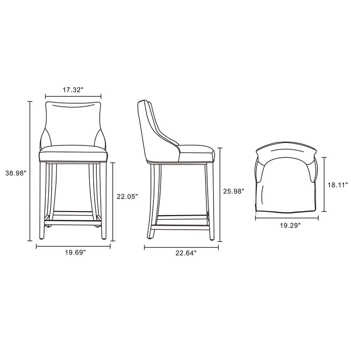 Manhattan Comfort Modern Shubert Counter Height Barstool Upholstered Leatherette with Beech Wood Legs - Tan