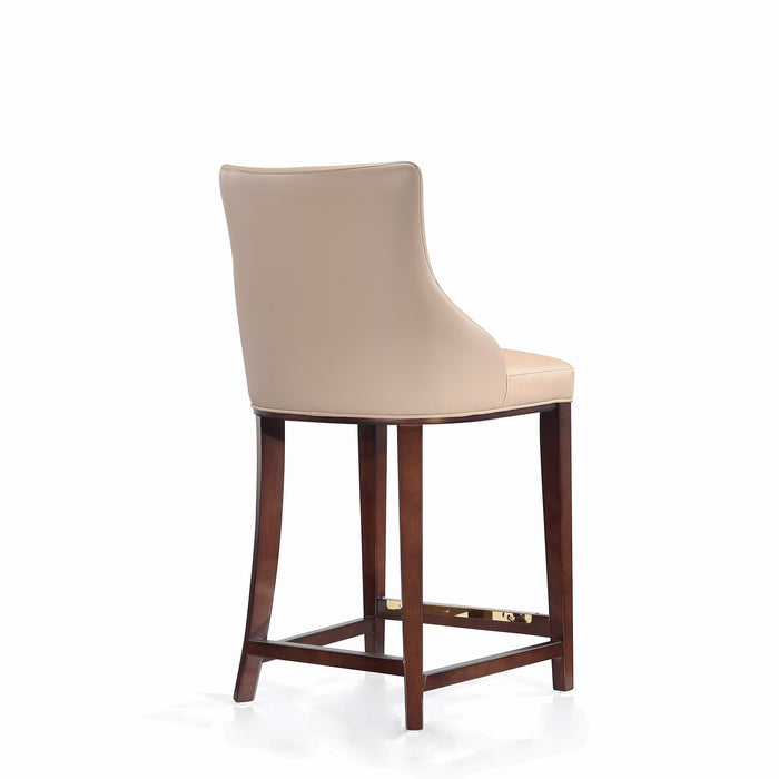 Manhattan Comfort Modern Shubert Counter Height Barstool Upholstered Leatherette with Beech Wood Legs - Tan