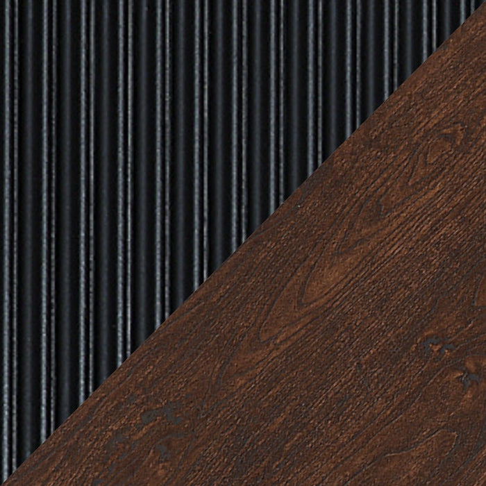 Manhattan Comfort Duane Modern Ribbed Coffee Table with Drawer & Shelf - Dark Brown & Black