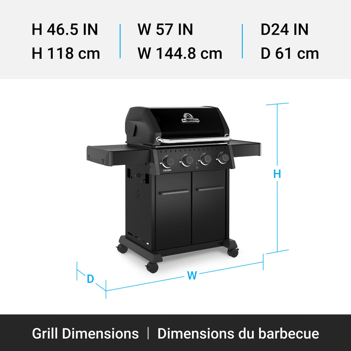 Broil King Crown 420 Shadow 4-Burner 40,000-BTU Propane Gas BBQ - 865154 Grill