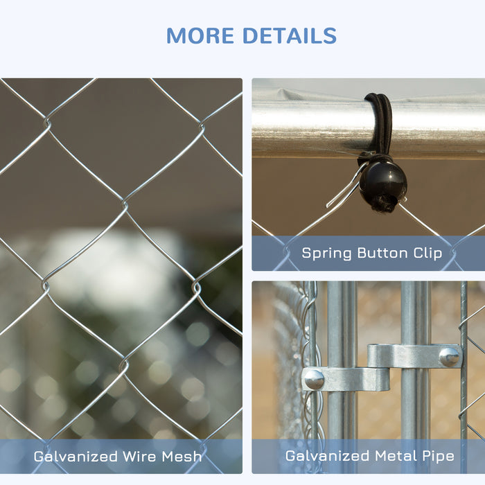 Pawhut Dog Kennel Outdoor Run Fence With Roof, Steel Lock, Mesh Sidewalls For Backyard & Patio, 13.1' X 7.5' X 7.5'