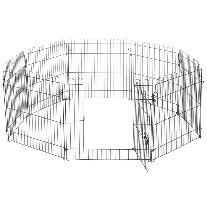 Pawhut 24inch 8-panel Octagon Pet Exercise Playpen Crate Foldable Dog Cage Pen Puppy Kennel, Black