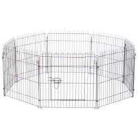 Pawhut 24inch 8-panel Octagon Pet Exercise Playpen Crate Foldable Dog Cage Pen Puppy Kennel, Black