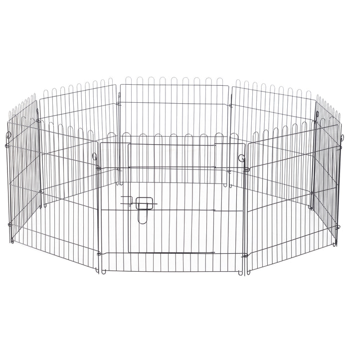 Pawhut 24inch 8-panel Octagon Pet Exercise Playpen Crate Foldable Dog Cage Pen Puppy Kennel, Black