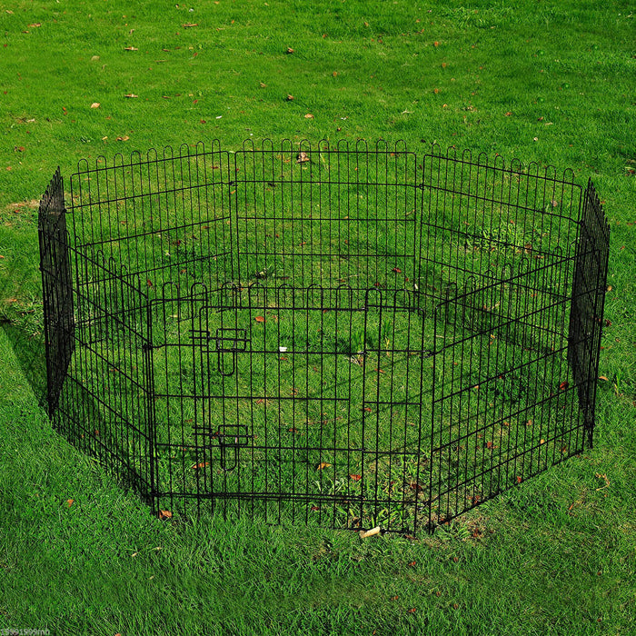Pawhut 30inch 8-panel Octagon Pet Exercise Playpen Crate Foldable Dog Cage Pen Puppy Kennel, Black