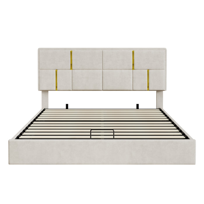 Nicole 2 Piece Bedroom Set With Upholstered Platform Bed And Ottoman Bench,queen Size,beige Queen Bed
