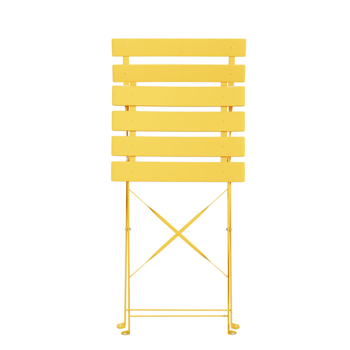 Lausaint Bistro Folding Three-Piece Set Yellow Patio Seating Package