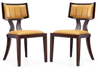 Manhattan Comfort Set of 2 Pulitzer Faux Leather Dining Chairs - Camel & Walnut