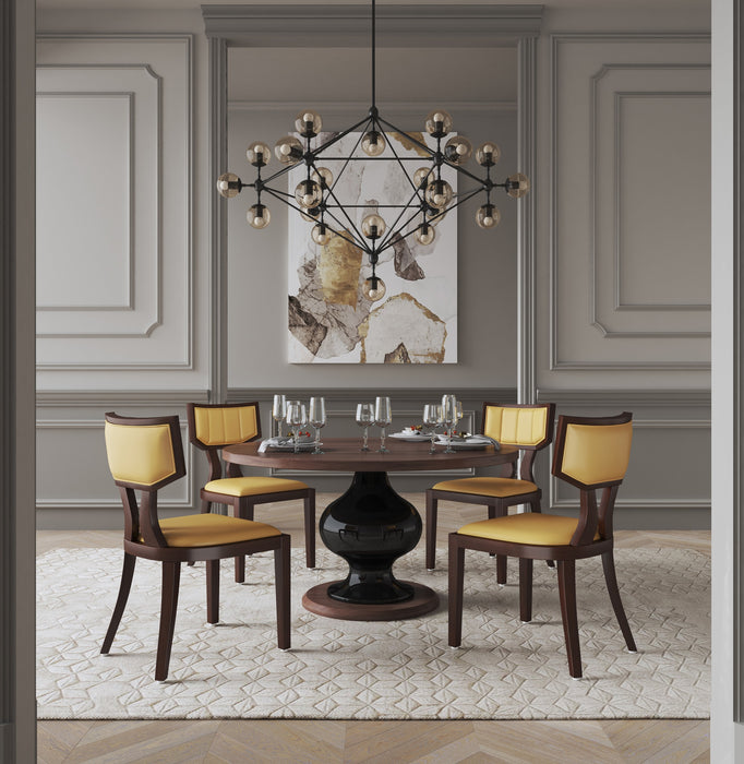 Manhattan Comfort Set of 2 Pulitzer Faux Leather Dining Chairs - Camel & Walnut