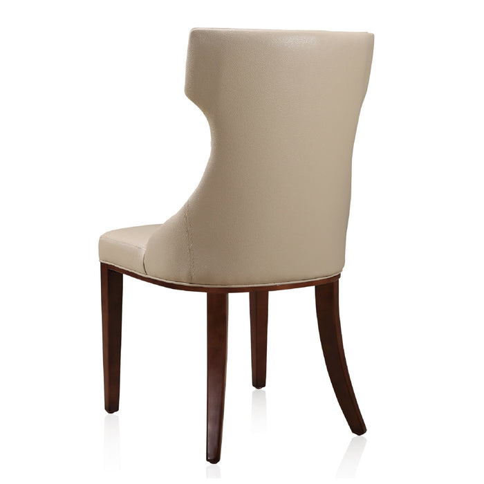 Manhattan Comfort Set of 2 Reine Faux Leather Dining Chairs - Cream & Walnut