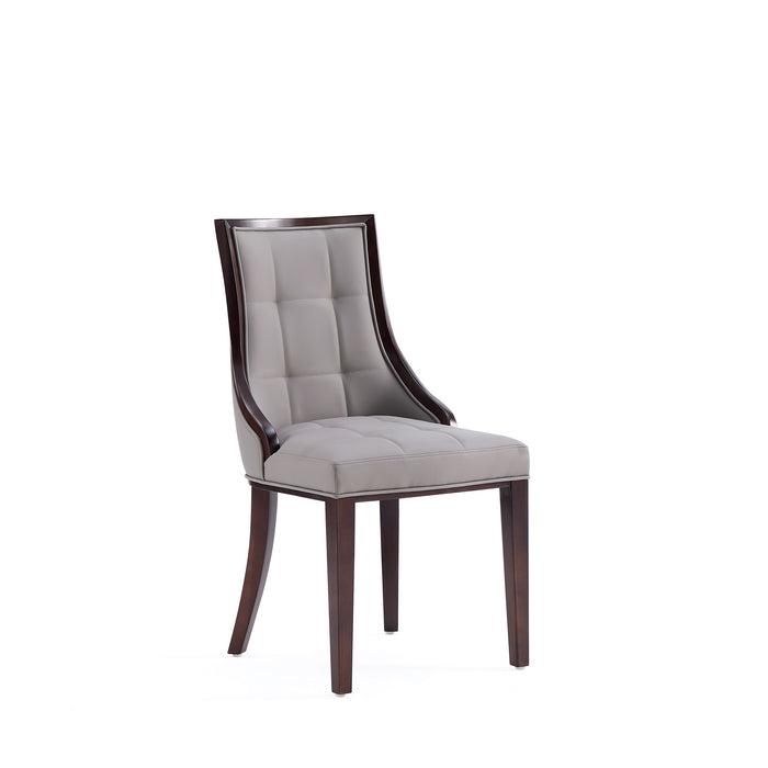 Manhattan Comfort Set of 2 Fifth Avenue Faux Leather Dining Chairs - Grey & Walnut