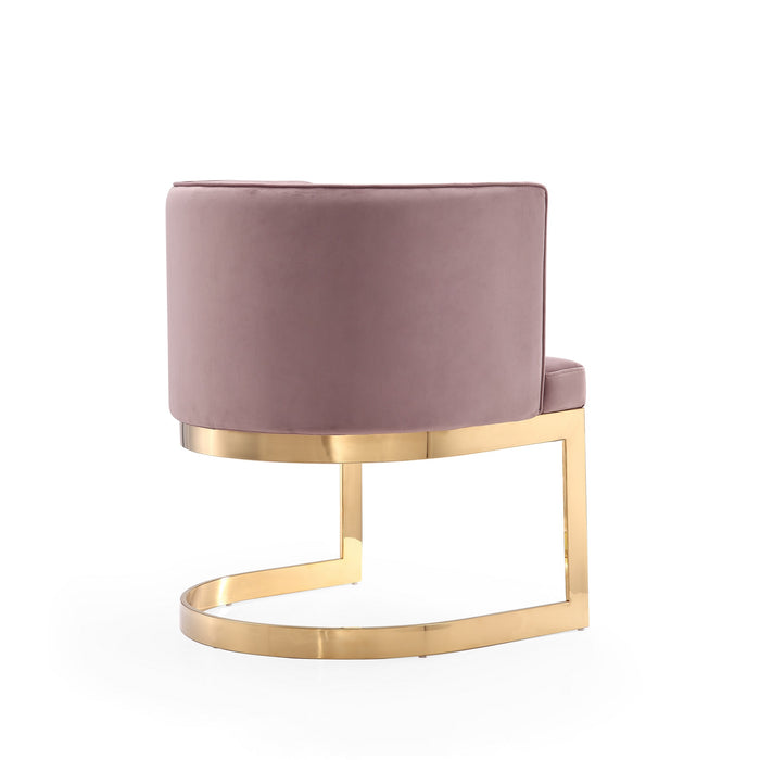 Manhattan Comfort Aura Velvet Dining Chair - Blush & Polished Brass