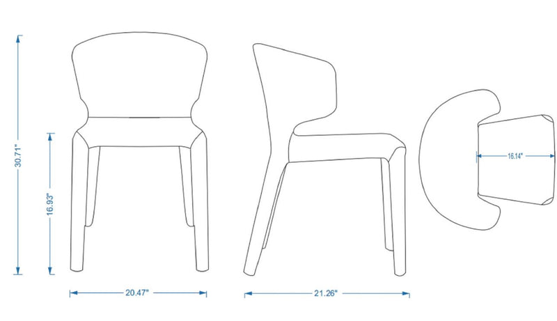 Manhattan Comfort Set of 2 Conrad Modern Woven Tweed Dining Chair - Grey