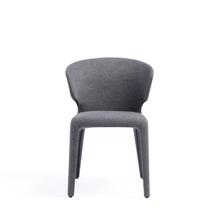 Manhattan Comfort Set of 2 Conrad Modern Woven Tweed Dining Chair - Grey