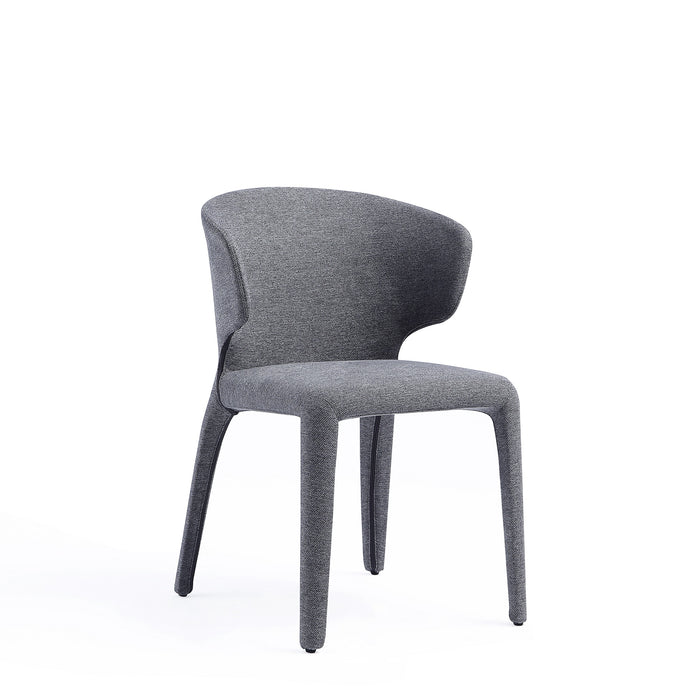 Manhattan Comfort Set of 2 Conrad Modern Woven Tweed Dining Chair - Grey