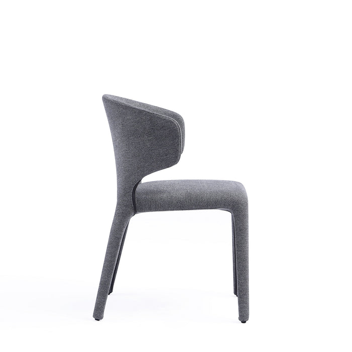 Manhattan Comfort Set of 2 Conrad Modern Woven Tweed Dining Chair - Grey