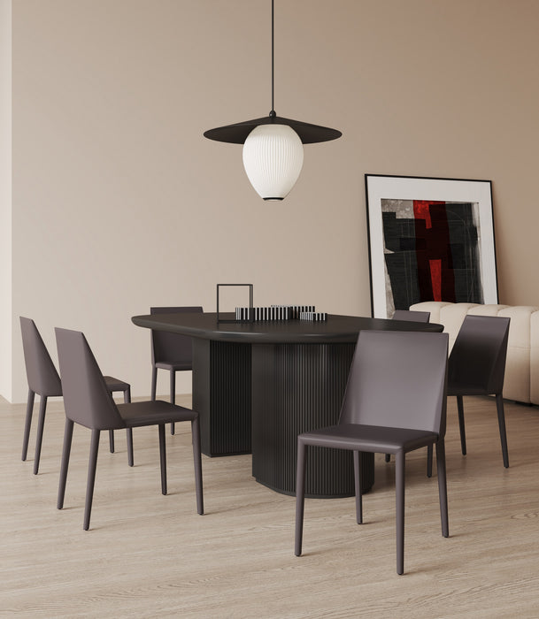 Manhattan Comfort Set of 2 Paris Saddle Leather Dining Chairs - Grey