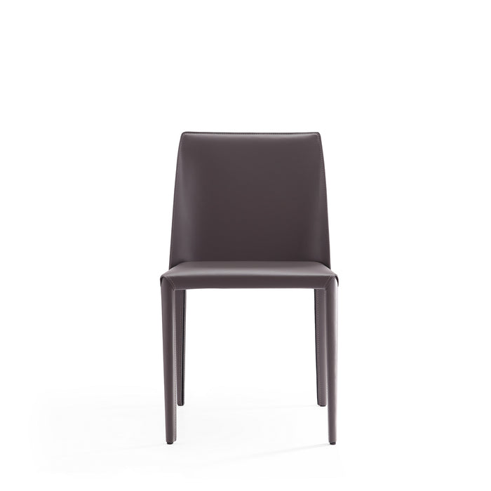 Manhattan Comfort Set of 2 Paris Saddle Leather Dining Chairs - Grey