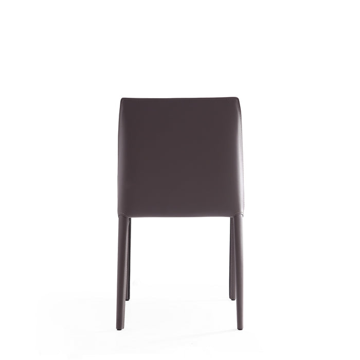 Manhattan Comfort Set of 2 Paris Saddle Leather Dining Chairs - Grey
