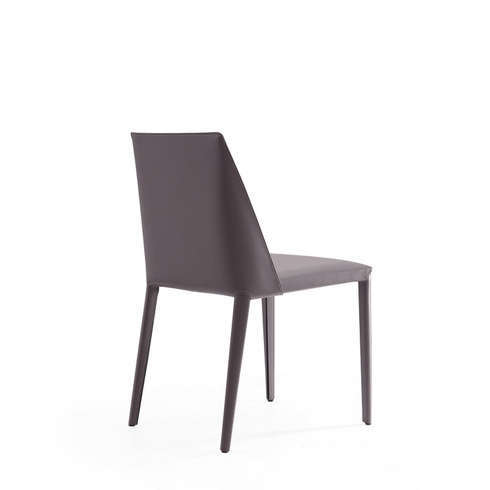 Manhattan Comfort Set of 2 Paris Saddle Leather Dining Chairs - Grey
