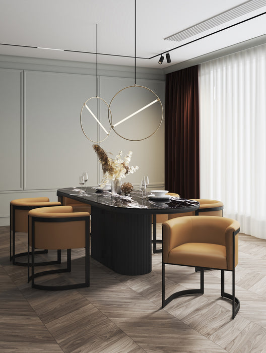 Manhattan Comfort Corso Leatherette Dining Chair with Metal Frame - Tan