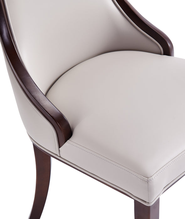 Manhattan Comfort Set of 2 Grand Faux Leather Dining Chairs - Light Grey