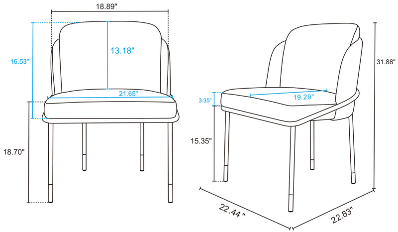 Manhattan Comfort Flor Fabric Dining Chair - Black