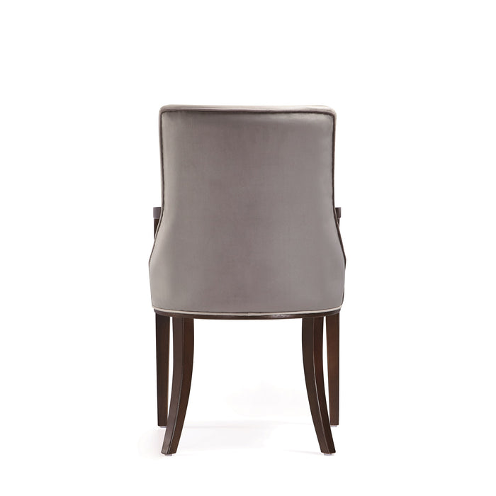 Manhattan Comfort Shubert Modern Faux Leather & Velvet Dining Armchair - Light Grey