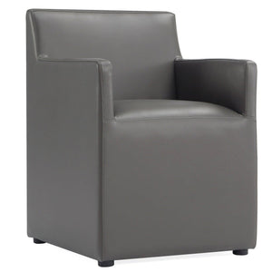 Manhattan Comfort Anna Modern Square Faux Leather Armless Dining Chair - Pewter