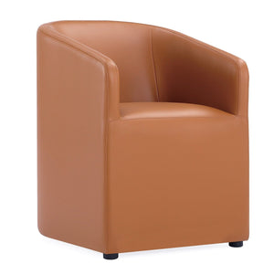 Manhattan Comfort Anna Modern Round Faux Leather Dining Chair - Saddle