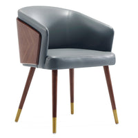 Manhattan Comfort Modern Reeva Dining Chair Upholstered Leatherette with Beech Wood Back & Solid Woo