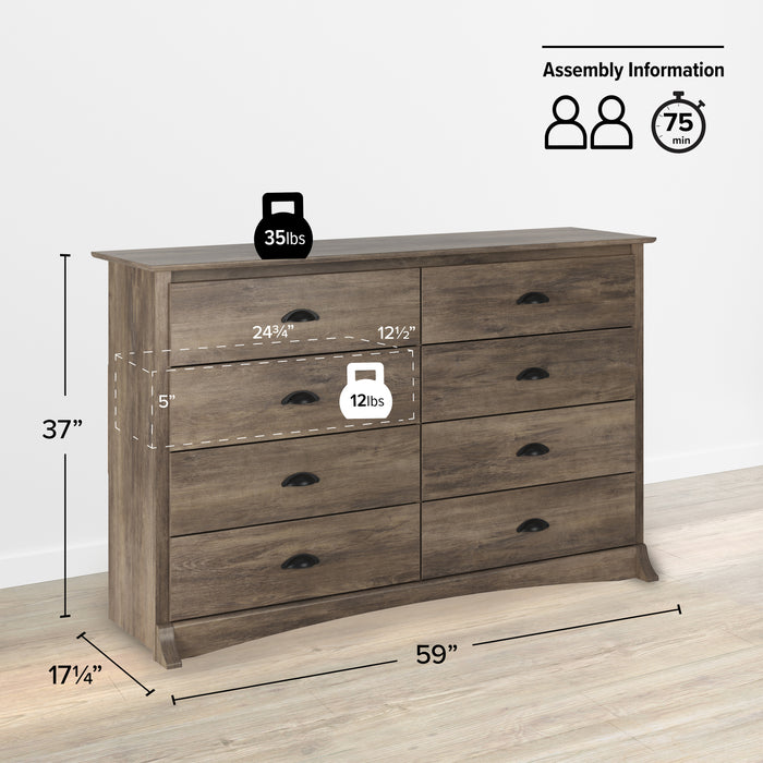 Salt Spring 8-Drawer Dresser - Drifted Grey