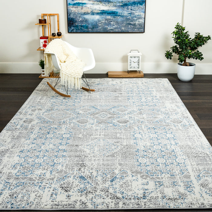 Darius Abstract Patch Blue Area Rug - 6'7\" x 9'6\"