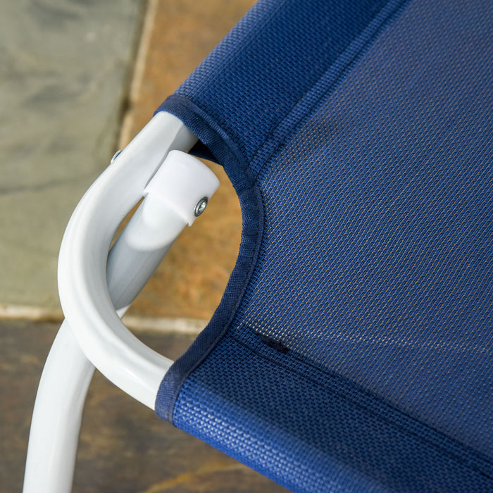 Outsunny Outdoor Lounge Chair With 4-level Adjustable Backrest, Blue