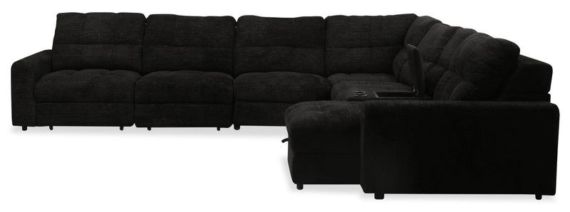Scott Living Elevate Modular 7-Piece Right-Facing Chenille Fabric Power Sliding Sectional with Storage - Ebony