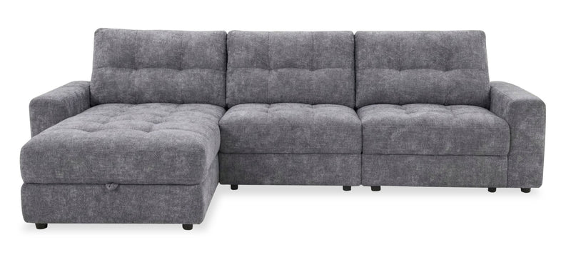 Scott Living Elevate Modular 3-Piece Left-Facing Chenille Fabric Power Sliding Sectional - Grey