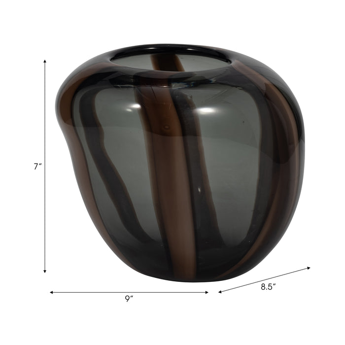 7\" Bayle Small Striped Glass Vase - Brown