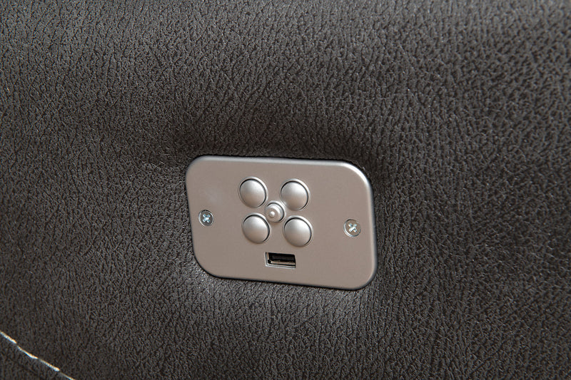 Floy 5-Piece Faux Suede Power Reclining Sectional with Power Headrests and USB Port - Grey