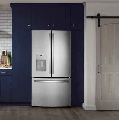 GE 36" 25.6 Cu. Ft. French-Door Refrigerator - Stainless - GFE26JYMFS | Réfrigérateur GE de 25,6 pi³ et de 36 po à portes françaises - acier inoxydable - GFE26JYMFS