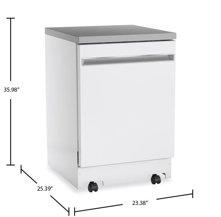 GE 24\" 54 dBA Portable Top-Control Dishwasher with Piranha Hard Food Disposer - White - GPT225SGLWW